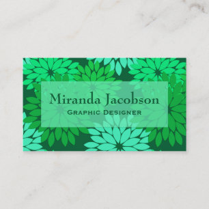 Carte De Visite Kimono floral moderne Imprimer, Emerald et Jade Gr