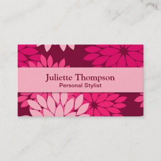 Carte De Visite Kimono floral moderne Imprimer, rose et bourgogne