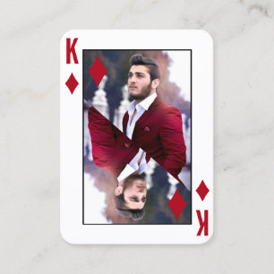 Carte De Visite King of Diamonds Photo Joueur de poker blanc rouge