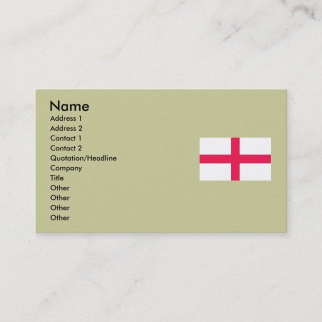 Carte De Visite Kingdome de carte/de drapeau de l'Angleterre (Devant)