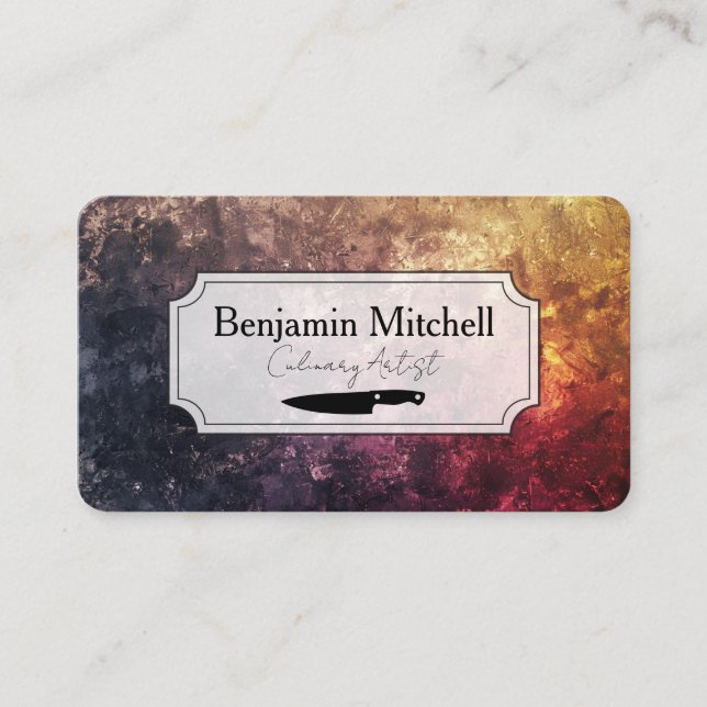 Carte De Visite Kitchen Knife | Chef | Artistic Background (Devant)
