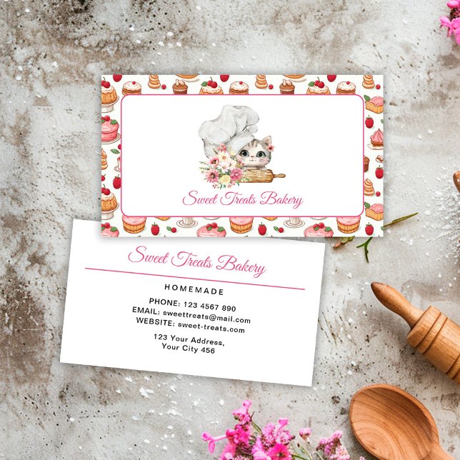 Carte De Visite Kitten Chef Pâtisserie Douceurs (Créateur téléchargé)