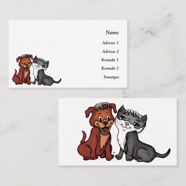 Carte de visite Kitty et Puppy (Devant / Derrière)