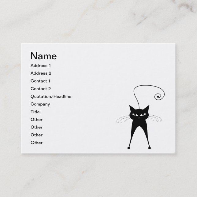 Carte De Visite Kitty fantaisie noir 6 (Devant)