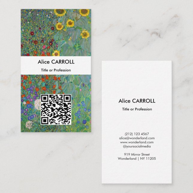 Carte De Visite Klimt - Jardin de campagne avec tournesols - Code  (Devant / Derrière)