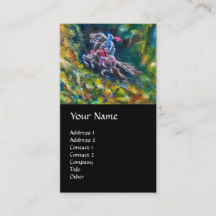 CARTE DE VISITE KNIGHT LANCELOT, CHEVAL EN FORÊT VERTE
