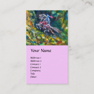 CARTE DE VISITE KNIGHT LANCELOT, CHEVAL EN FORÊT VERTE