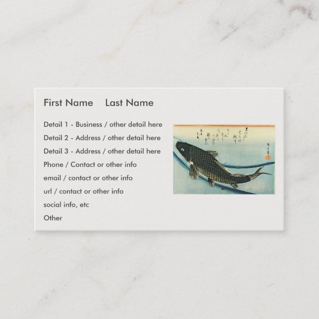 Carte De Visite Koi (Carp) - Impression de poisson japonais de Hir (Devant)