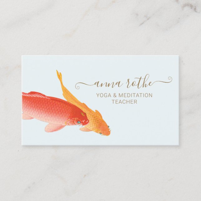Carte De Visite Koi Fish Professeur de Yoga et de Méditation (Devant)