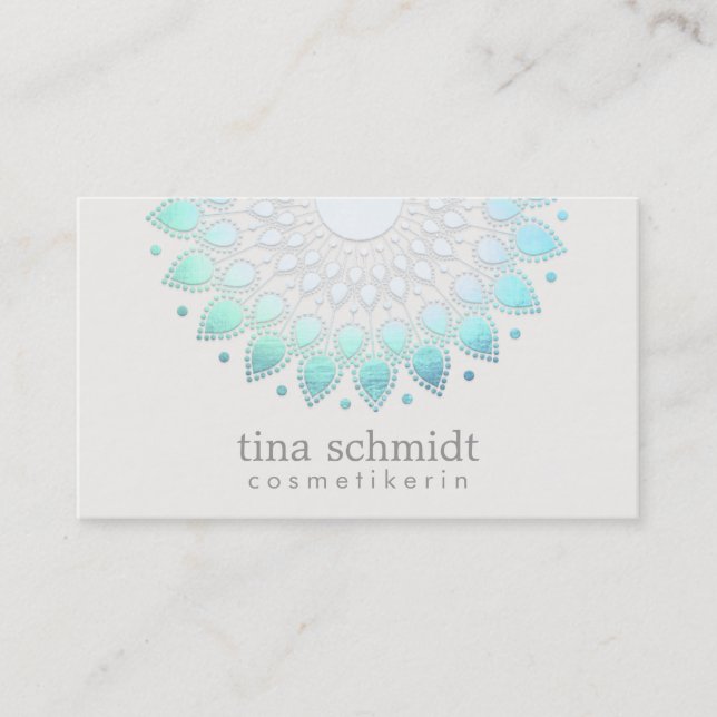 Carte De Visite Kosmetologie Elegante Kreis Hellblau Weiß (Devant)