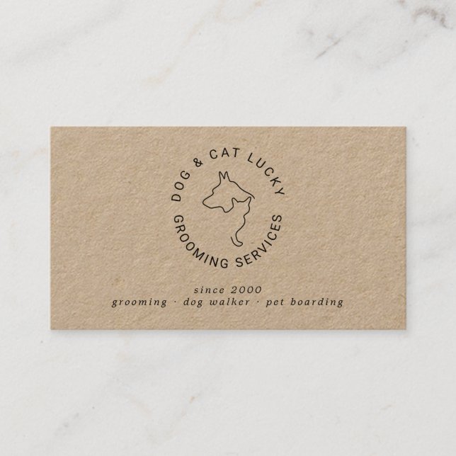 Carte de visite kraft avec impression de chien et  (Devant)