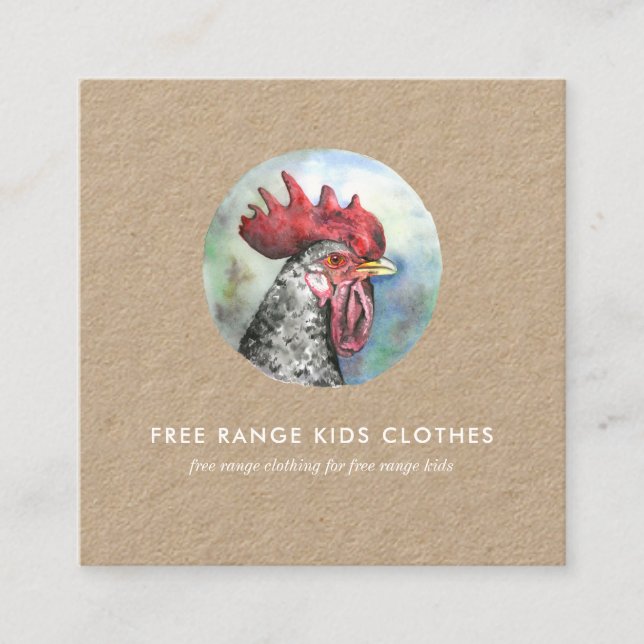 Carte de visite Kraft | Illustration du coq (Devant)