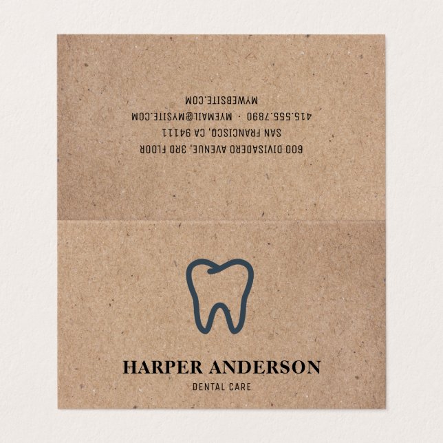 Carte De Visite Kraft Modern Black Soins dentaires professionnels (Extérieur déplié)