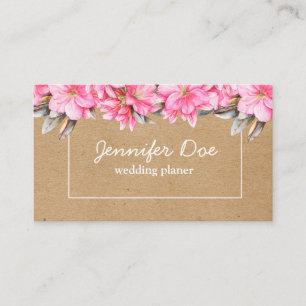 Carte de visite kraft pour fleurs d'aquarelle