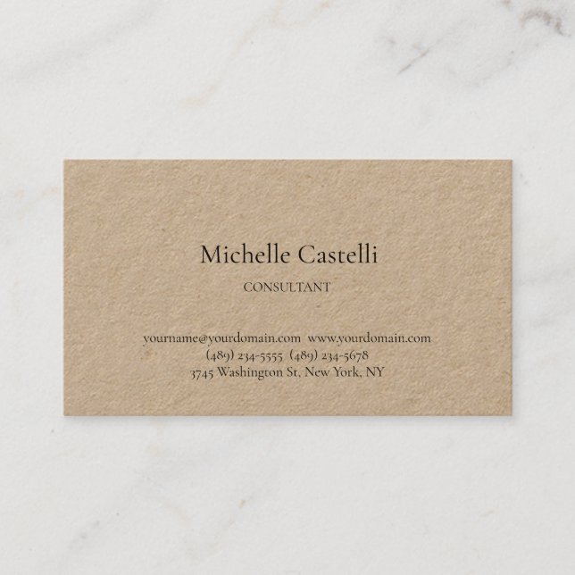 Carte De Visite Kraft Premium Professionnel Unique Classique Simpl (Devant)