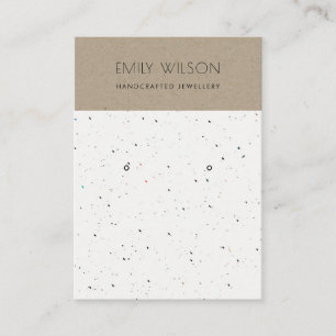 CARTE DE VISITE KRAFT WHITE TERRAZZO TEXTURE EARRY AFFICHER LOGO