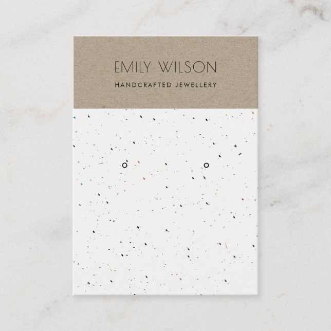 CARTE DE VISITE KRAFT WHITE TERRAZZO TEXTURE EARRY AFFICHER LOGO (Devant)