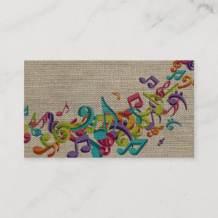 Carte De Visite La belle musique de texture de toile de jute note