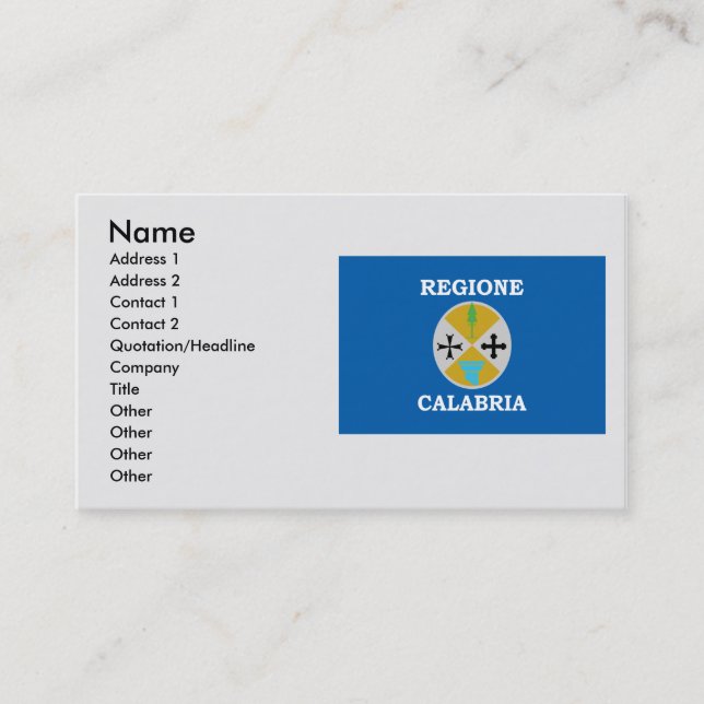Carte De Visite La Calabre, Italie (Devant)