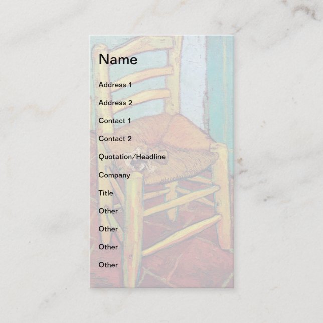 Carte De Visite La Chaise de Vincent avec pipe (Devant)