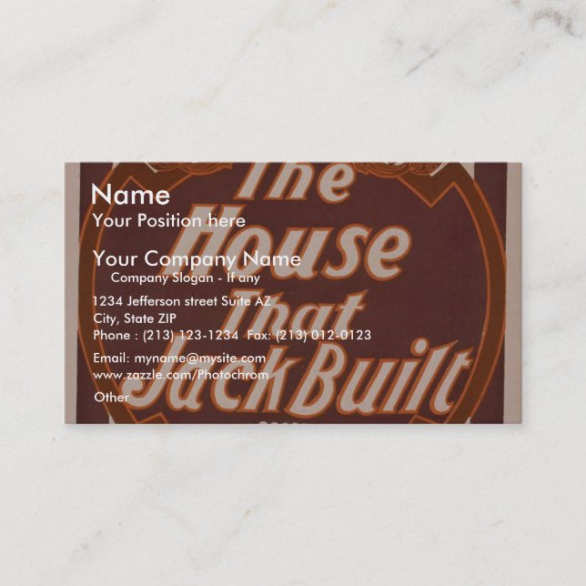 Carte De Visite La Chambre que Jack a construite, le rétro Th de (Devant)