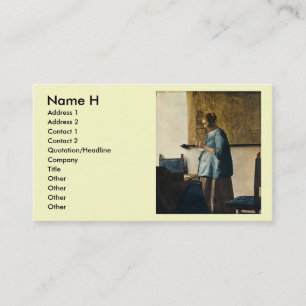 Carte De Visite La femme de Vermeer dans le bleu lisant une lettre