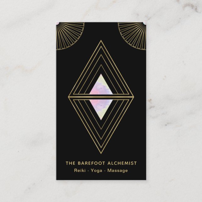 Carte De Visite La géométrie sacrée d'alchimie de triangles d'or (Devant)
