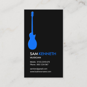 Carte De Visite La guitare du musicien bleu simple simple