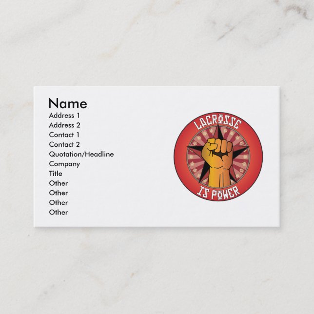 Carte De Visite La lacrosse est puissance (Devant)