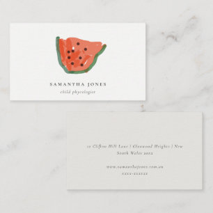 Carte De Visite La Main des enfants Drawn Watermelon Fruit Red Gre