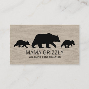 Carte De Visite La maman ours gris avec CUB silhouette la faune