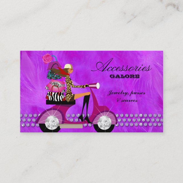 Carte De Visite La mode pince les plumes violettes de dentelle de (Devant)