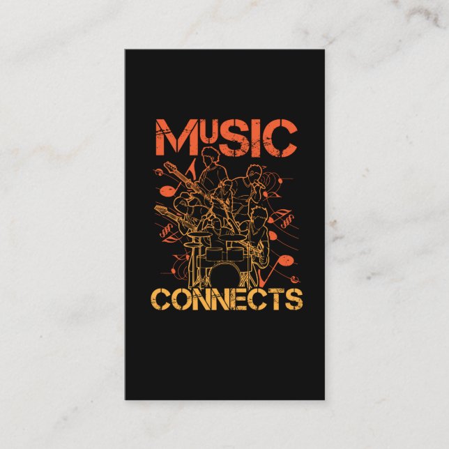 Carte De Visite La musique connecte le joueur de guitare tambour m (Devant)
