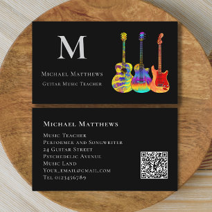 Carte De Visite La musique de guitare enseigne le code QR personna