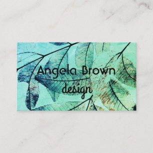 Carte De Visite la nature art feuille teintes design bleu personna