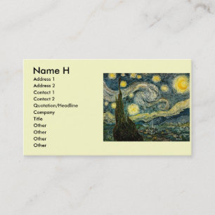 Carte De Visite La nuit étoilée de Vincent van Gogh (1889)