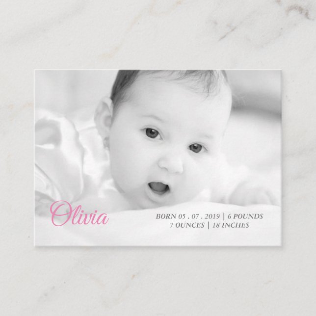 Carte De Visite la photo et le nom de votre bébé (Devant)