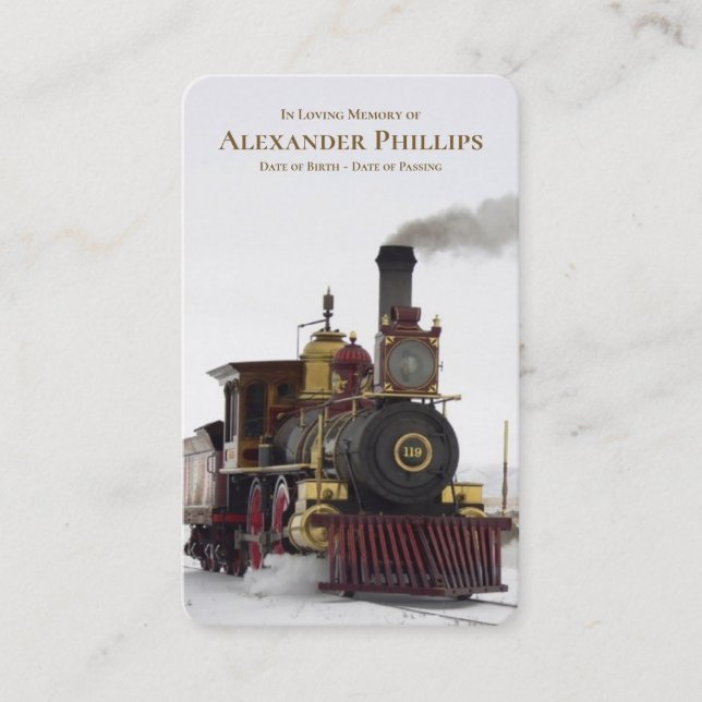 Carte De Visite La prière carde la locomotive à vapeur de | de (Devant)
