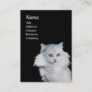 Carte De Visite LA REINE DES CHATS BLANCS, Rouge MONOGRAMME, papie