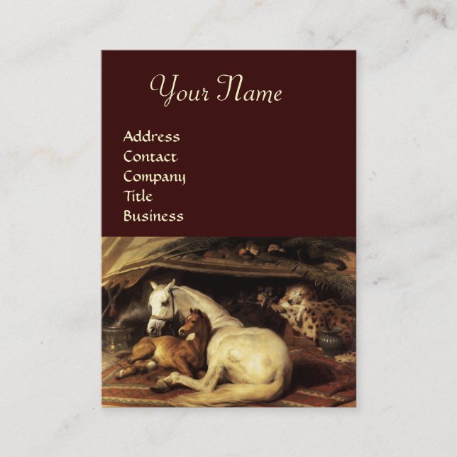 CARTE DE VISITE LA TENTE ARABE AVEC CHEVAUX, AUTRES ANIMAUX (Devant)