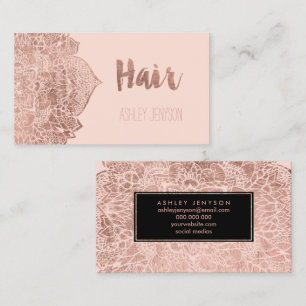 Carte De Visite La typographie florale de cheveux de mandala d'or