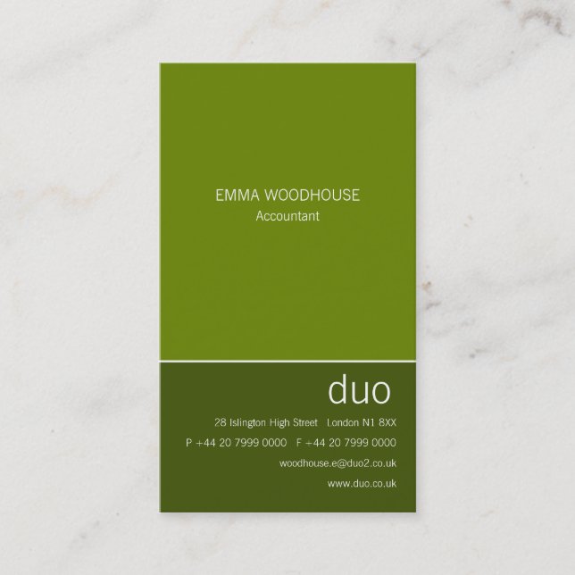 Carte De Visite La verticale de duo peut verdir (Devant)
