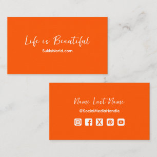 Carte De Visite La vie est belle Orange Blog Website Social Media