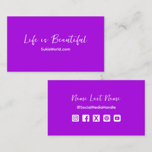 Carte De Visite La vie est belle violet site de blogs Social Media