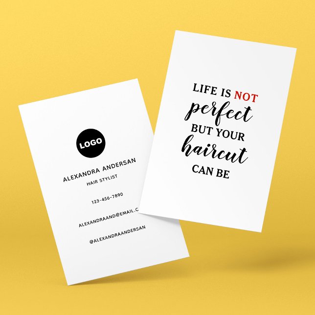 Carte De Visite La vie n'est PAS parfaite Citation de coiffeur mod (Life Is NOT Perfect Modern Hairstylist Quote Business Card)