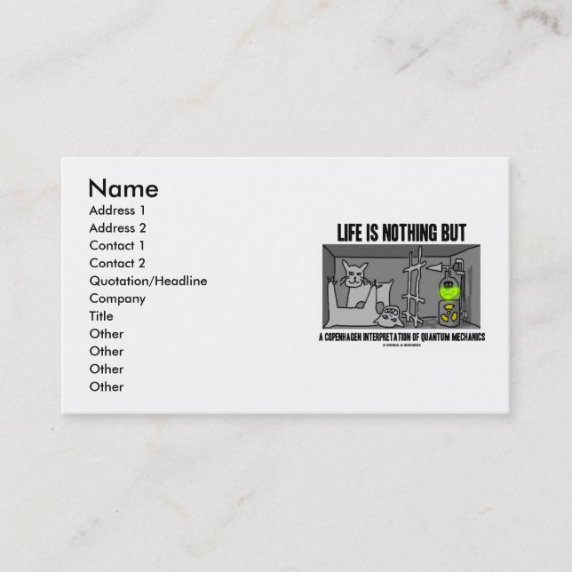 Carte De Visite La Vie N'Est Qu'Une Interprétation De Copenhague (Devant)
