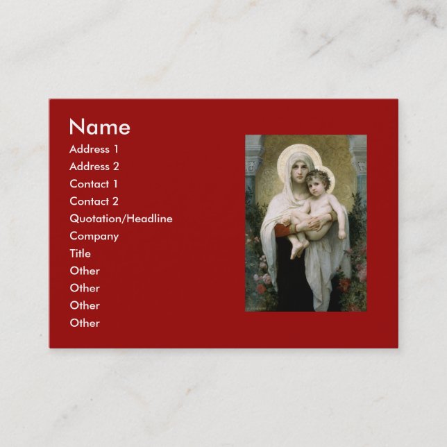 Carte De Visite La Vierge des Roses de Bouguereau (1903) (Devant)