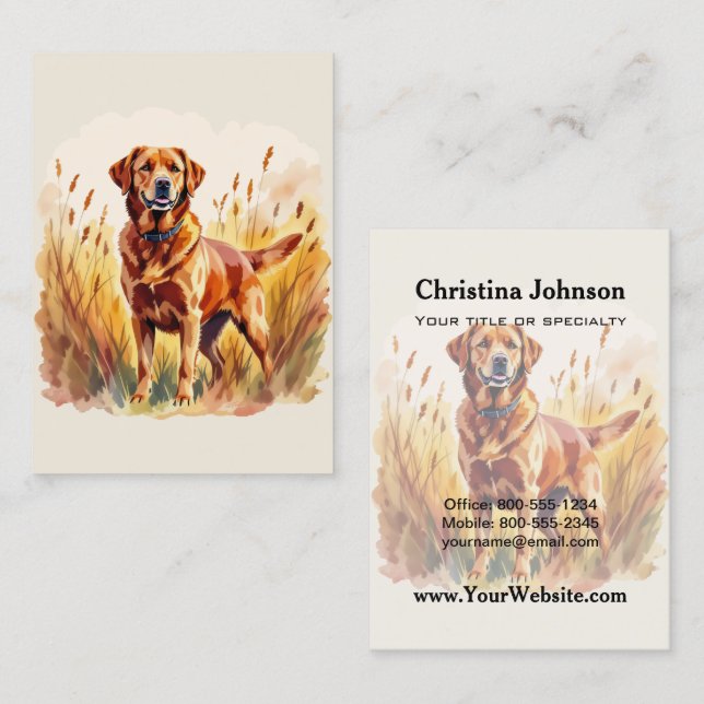 Carte De Visite Labrador Retriever Chien Rouge Renard (Devant / Derrière)