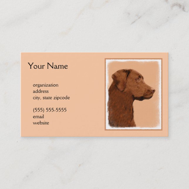 Carte De Visite Labrador Retriever (Chocolat) Peinture - Chien Art (Devant)
