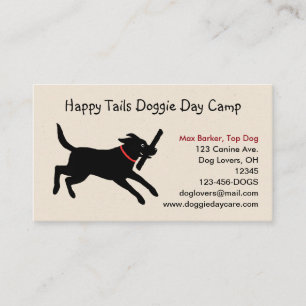Carte De Visite Labrador Retriever noir avec un bâton
